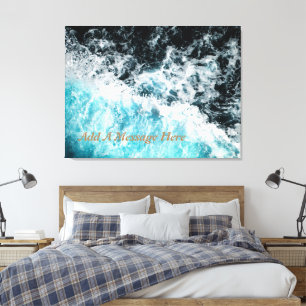 Toile Océan Bleu Noir Vagues Hawaï Personnalisable