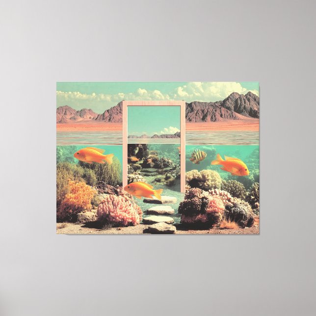 Toile Océan désert surréaliste avec porte (Recto)