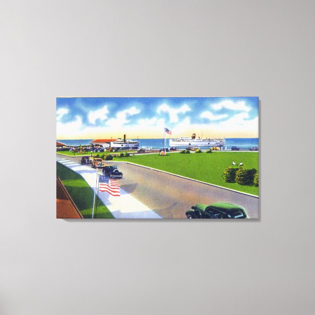 Toile Ocean Park Vue des bateaux arrivant à Harbour (Recto)