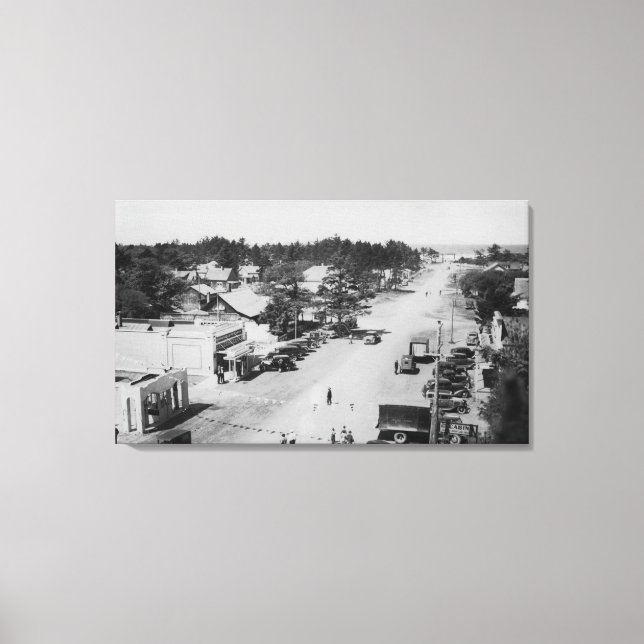 Toile Ocean Park, WA - Vue sur la plage, Vieilles voitur (Recto)