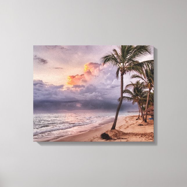 Toile Ocean Waves Sandy Beach Sunset (Recto)