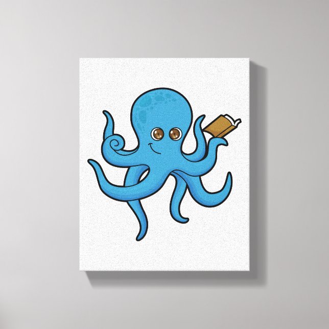 Toile Octopus avec livre (Recto)