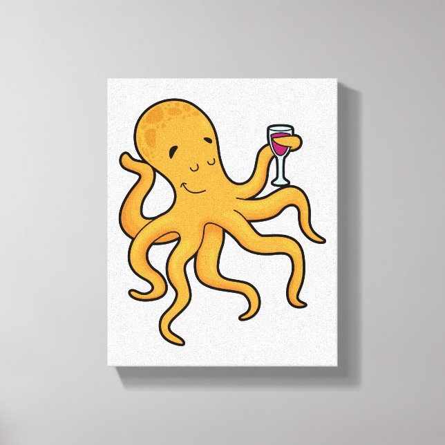 Toile Octopus avec verre de jus (Recto)