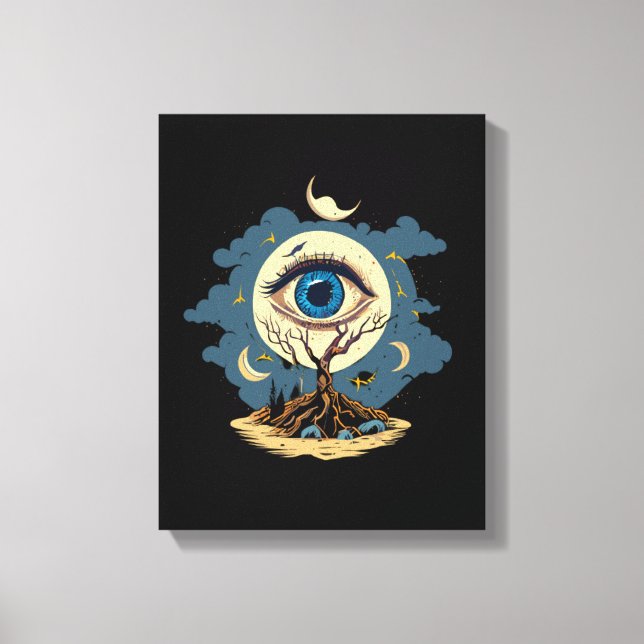 Toile Oeil Arbre Lune Art (Recto)