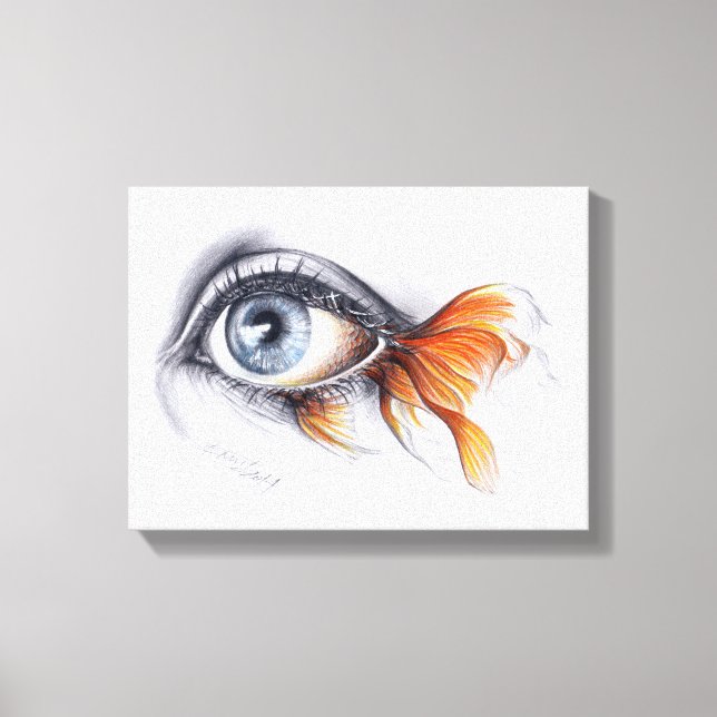 Toile Oeil avec queue de poisson Art du dessin surréalis (Recto)