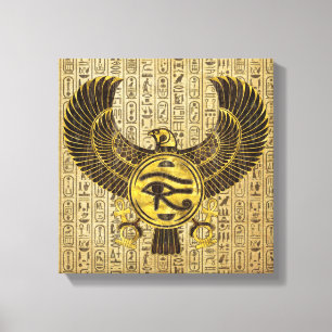 Toile OEil égyptien de Horus - Wadjet or et bois