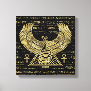 Toile OEil égyptien de Horus - Wadjet or et noir