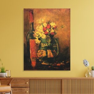 Toile Œillets, roses et un flacon par Vincent van Gogh
