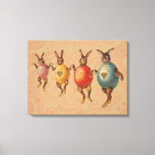 Toile Oeufs dansants lapins de Pâques