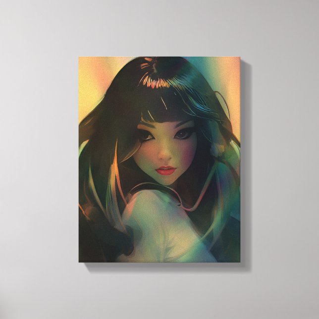 Toile Oeuvre d'Anime Girl entourée de Rainbow Light (Recto)