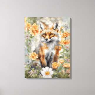 Toile OEuvre d'aquarelle Fox