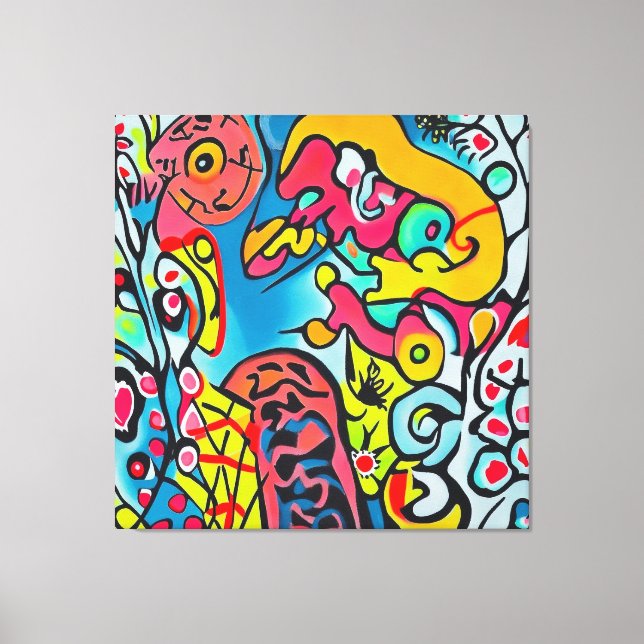Toile Oeuvre d'art abstraite en couleurs (Recto)