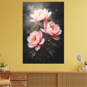 Toile Œuvre d'art florale Pivoine