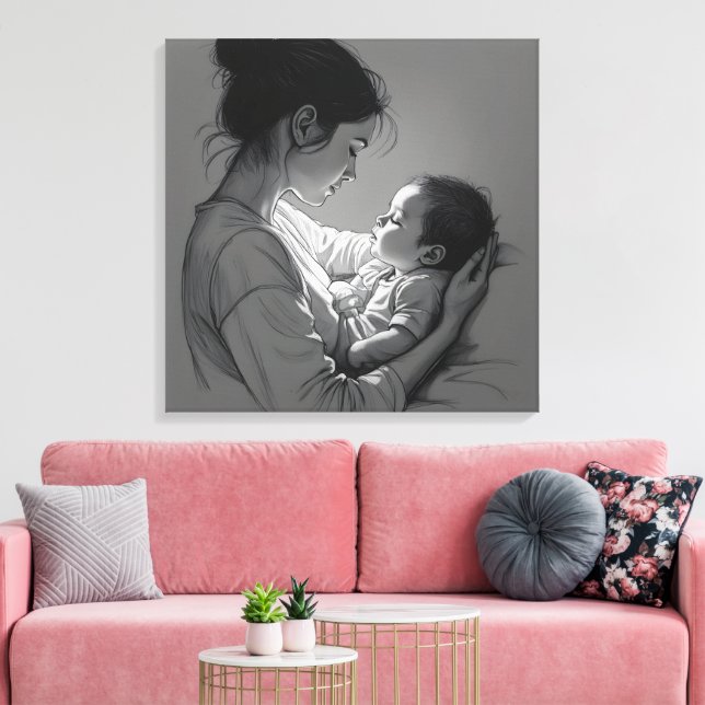 Toile Œuvre d'art Mère & Bébé (Insitu(Salon))