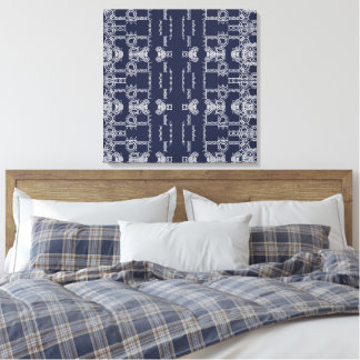 Toile Œuvre d'art murale à motif défilé gris marine 
