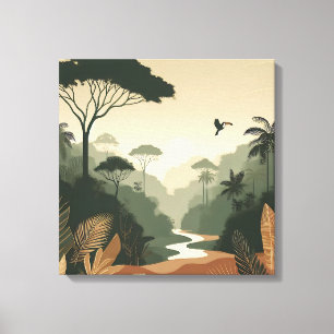 Toile Œuvre d'art murale de la forêt mystique – Paysage 