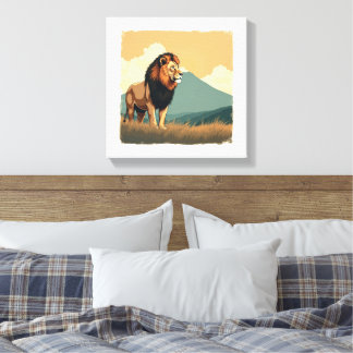 Toile Œuvre d'art murale du lion majestueux
