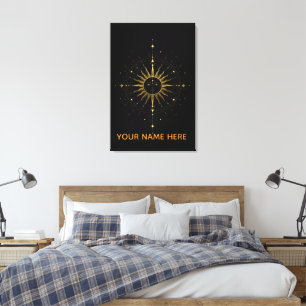 Toile Œuvre d'art murale géométrique soleil céleste en o