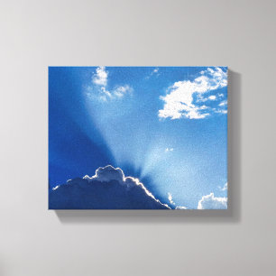 Toile Œuvre d'art murale Rayons de soleil Ciel bleu mini