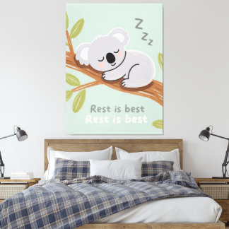 Toile Œuvre d'art pour nurserie calme Koala endormi