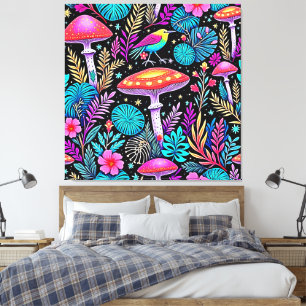 Toile Oeuvre de champignons de la forêt enchantée