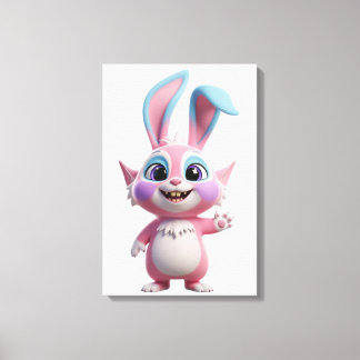 Toile Oeuvre de personnage de lapin de dessin souriant