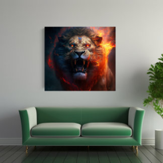 Toile OEuvre murale en Lion flamboyant