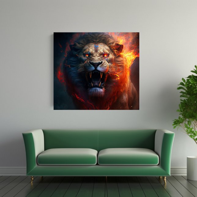 Toile OEuvre murale en Lion flamboyant (Créateur téléchargé)