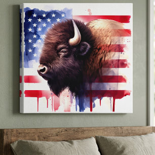 Toile Œuvres d'art majestueuses de bison américain et de