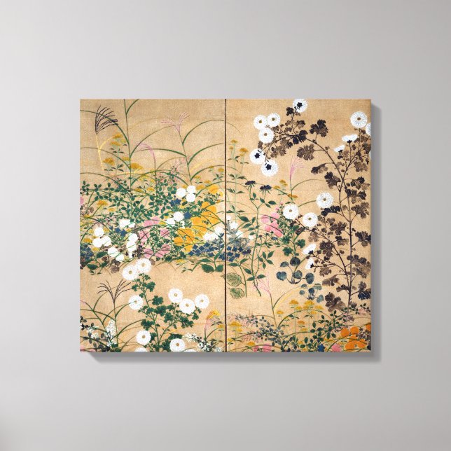 Toile Ogata Korin Flowering Plants à Autumn (Recto)