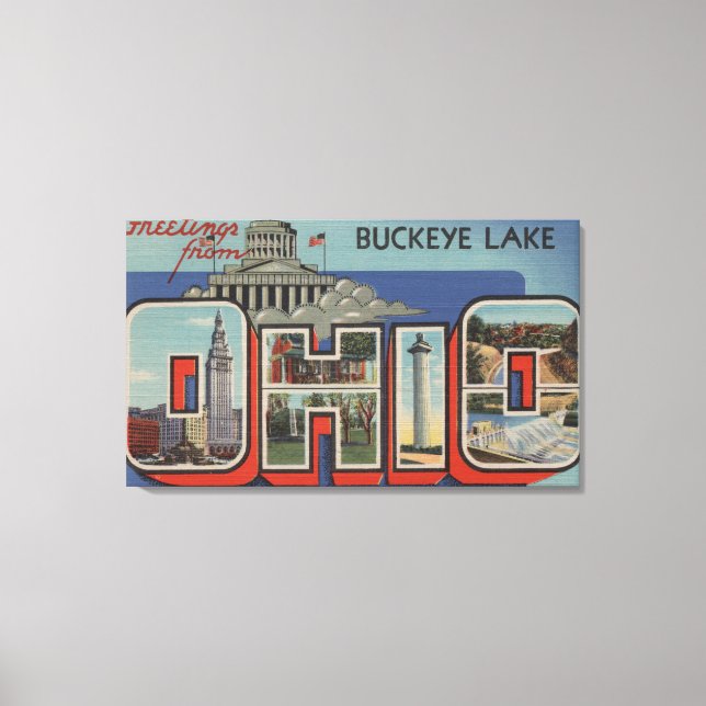 Toile Ohio Buckeye LakeGrandes lettresScènes Ohio (Recto)