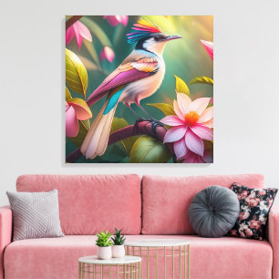 Toile Oiseau fantastique Geai à crête arc-en-ciel