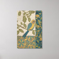 Oiseau jaune et bleu Turquoise perché sur une bran