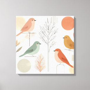 Toile Oiseaux Canvas Mur Art - Nature colorée