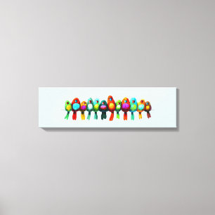 Toile Oiseaux colorés sur fil