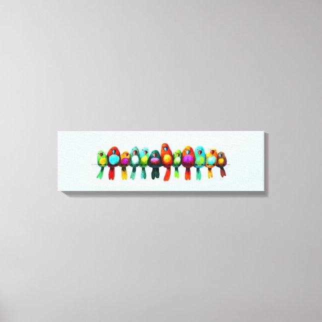 Toile Oiseaux colorés sur fil (Recto)