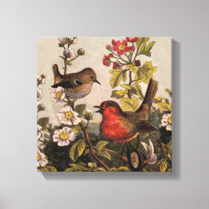 Toile Oiseaux de printemps Robin Oiseaux rouges