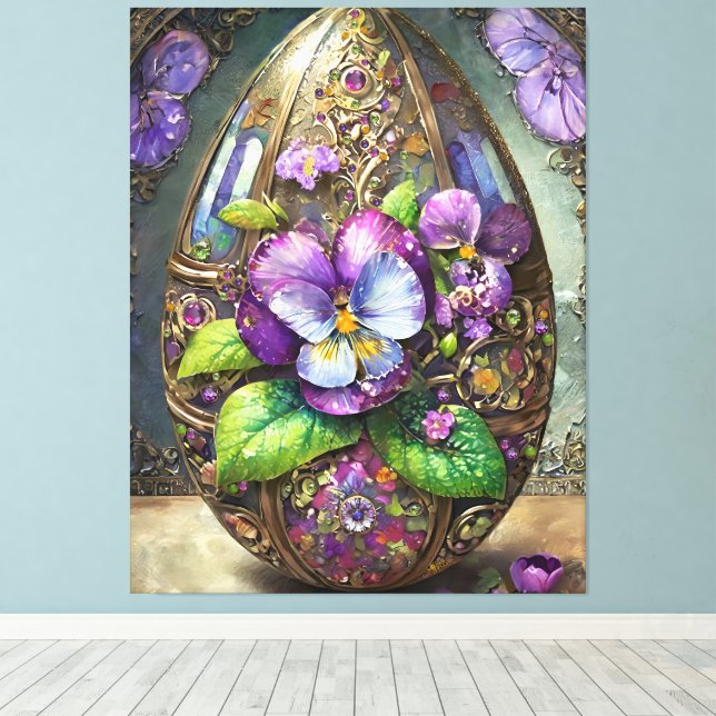 Toile Oiseaux en fleurs Pied violets Fleur sauvage Oeuf  (Insitu (Plancher de Bois))