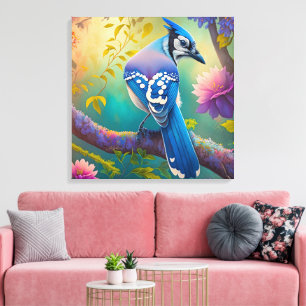 Toile Oiseaux Fantastiques Geai Bleu