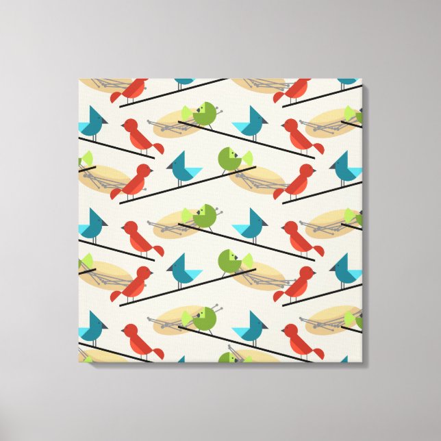 Toile Oiseaux modernes du milieu du siècle (Recto)