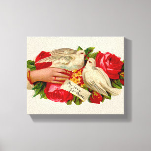 Toile Oiseaux vintages Victorian Love Dove Art classique