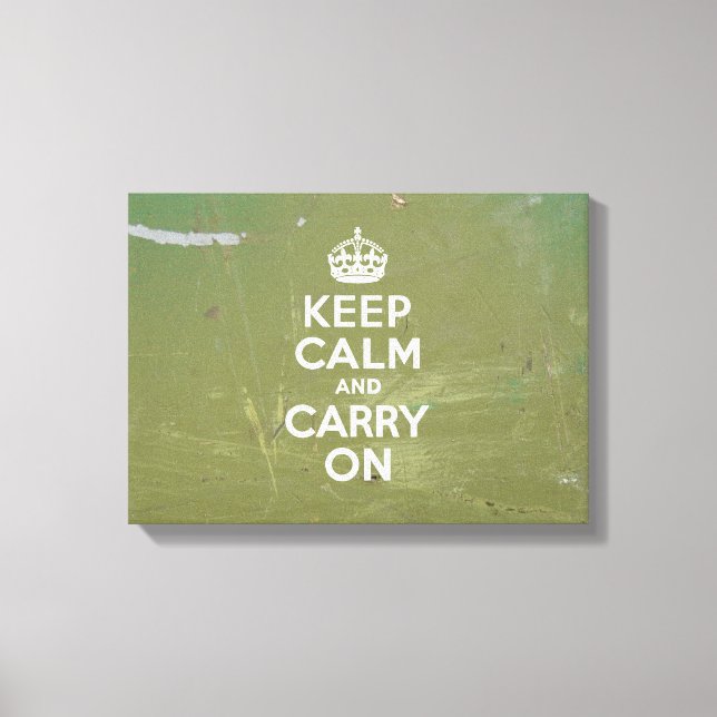 Toile Olive Vert et Blanc Garder le calme (Recto)