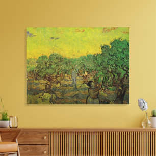 Toile Oliveraie avec personnages cueillant des olives, V