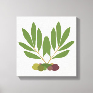 Toile Olives minimalistes et branches.