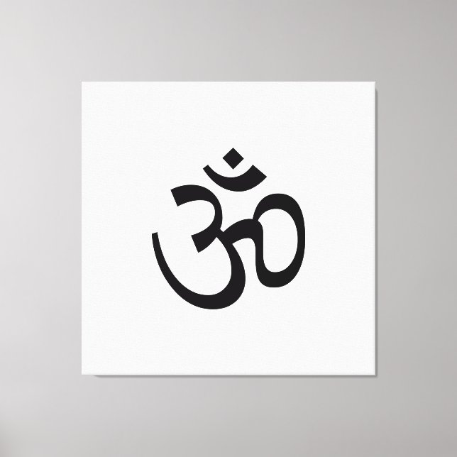 Toile Om Aum contour Icône, Symbole hindouiste, noir bla (Recto)