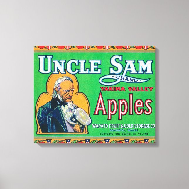 Toile Oncle Sam Apple Étiquette (vert) - Wapato, WA (Recto)