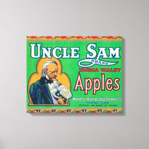 Toile Oncle Sam Apple Étiquette (vert) - Wapato, WA