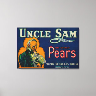 Toile Oncle Sam Pear Crate LabelWapato, WA