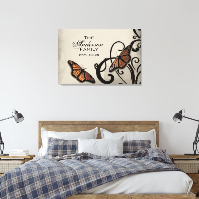 Toile Onyx Papillon Swirl Famille Enveloppé Canvas (Insitu(Chambre))