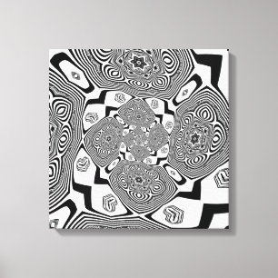 Toile Op art noir et blanc tourbillon